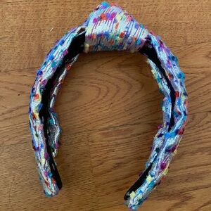 Lele Sadoughi Silver Metallic Confetti Knotted Headband